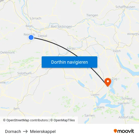 Dornach to Meierskappel map