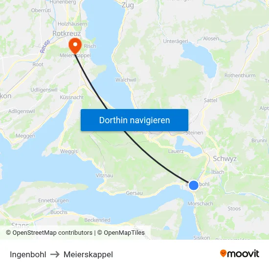 Ingenbohl to Meierskappel map