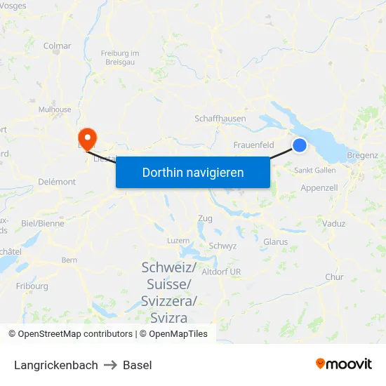 Langrickenbach to Basel map
