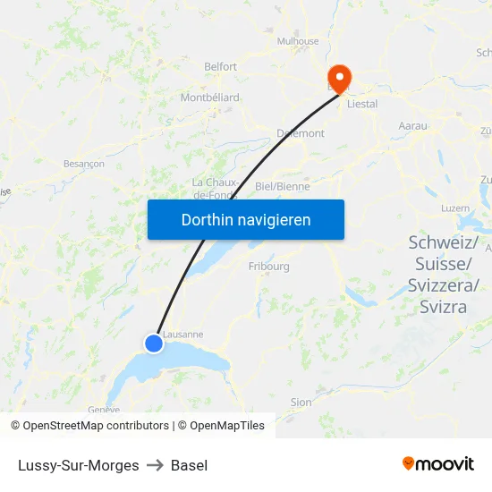 Lussy-Sur-Morges to Basel map