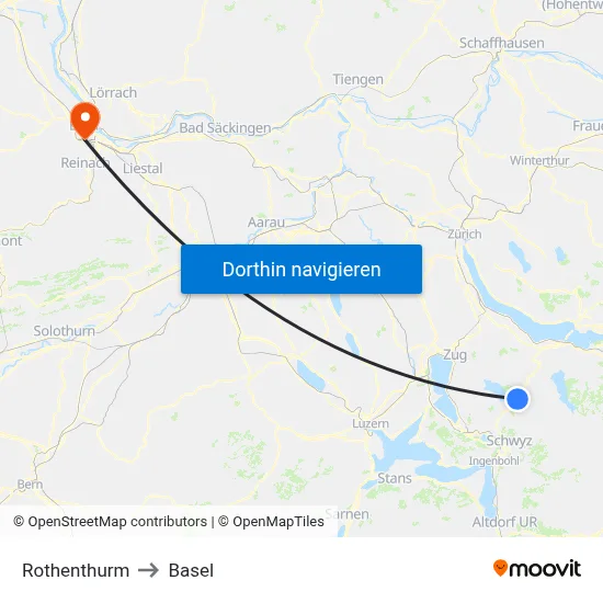 Rothenthurm to Basel map