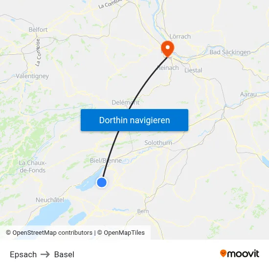 Epsach to Basel map