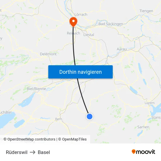 Rüderswil to Basel map