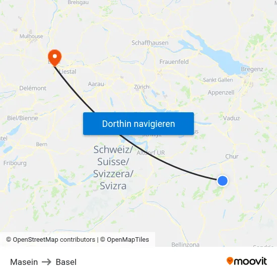Masein to Basel map