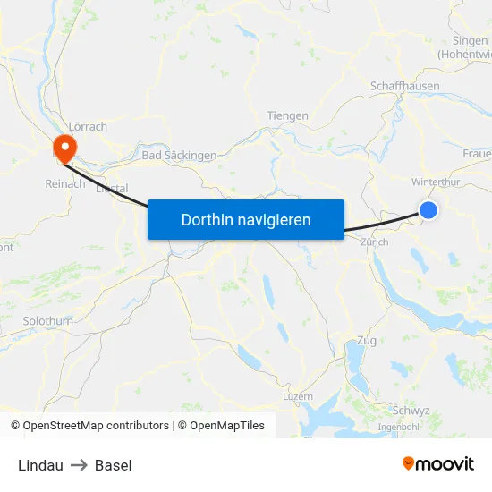Lindau to Basel map