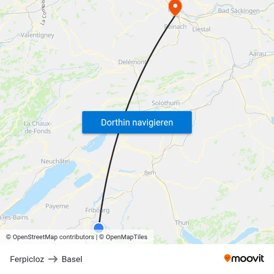 Ferpicloz to Basel map