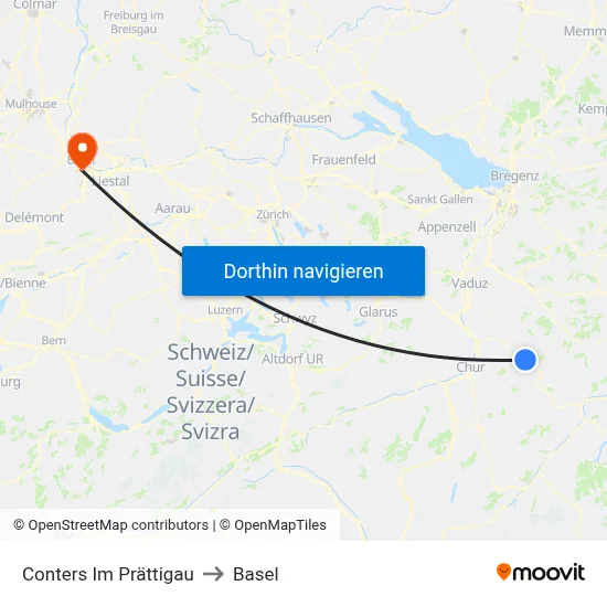 Conters Im Prättigau to Basel map