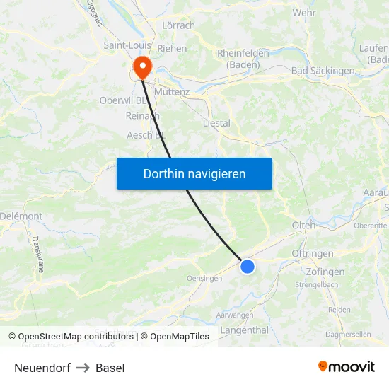 Neuendorf to Basel map