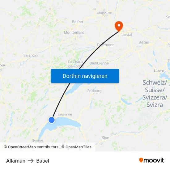 Allaman to Basel map