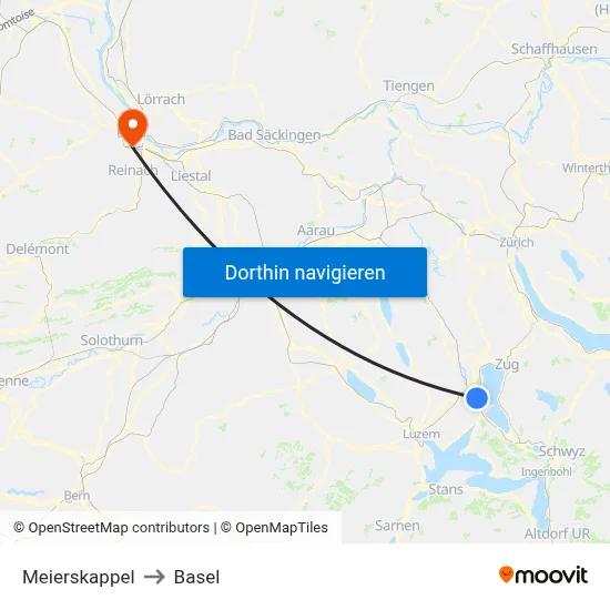 Meierskappel to Basel map