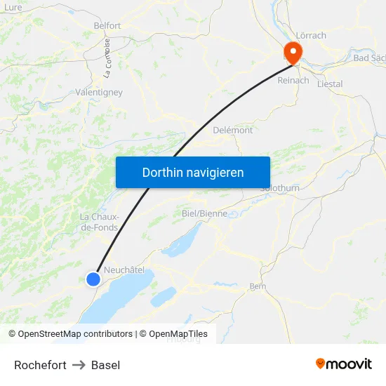 Rochefort to Basel map