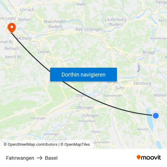 Fahrwangen to Basel map