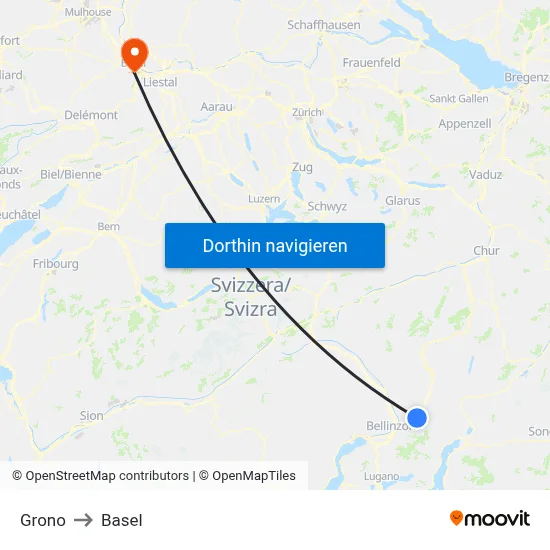 Grono to Basel map