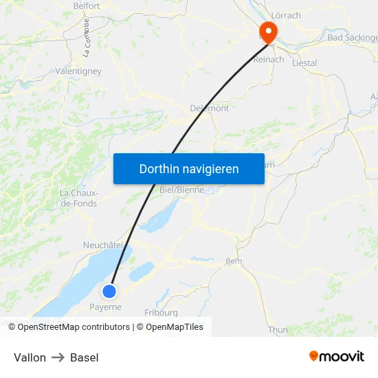 Vallon to Basel map