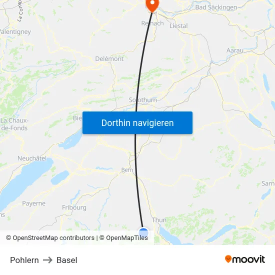 Pohlern to Basel map