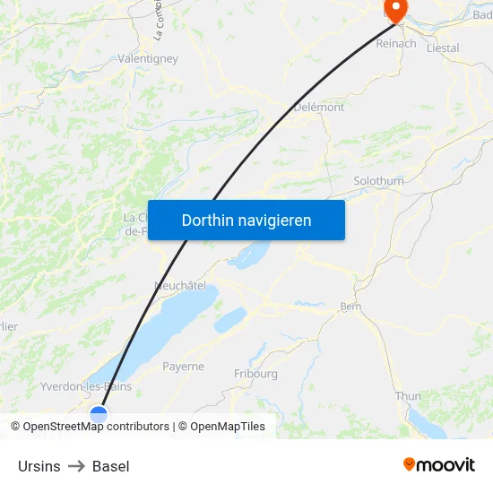 Ursins to Basel map