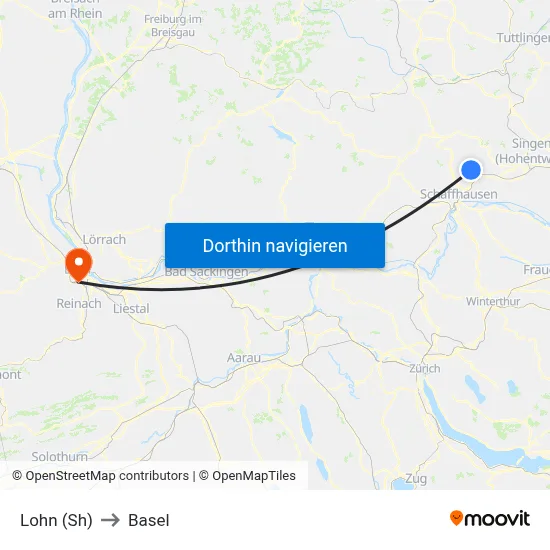 Lohn (Sh) to Basel map