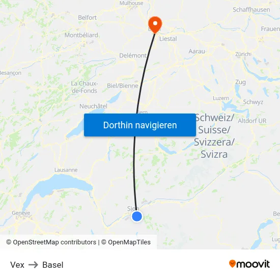 Vex to Basel map