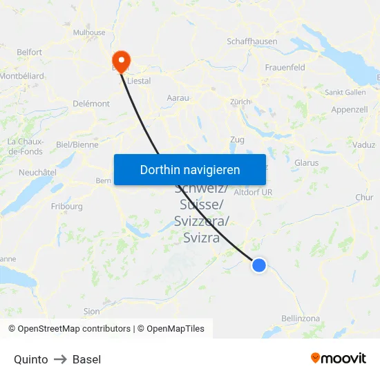 Quinto to Basel map