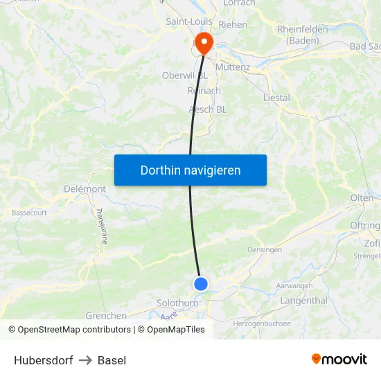 Hubersdorf to Basel map