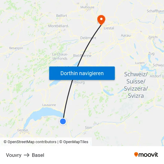 Vouvry to Basel map