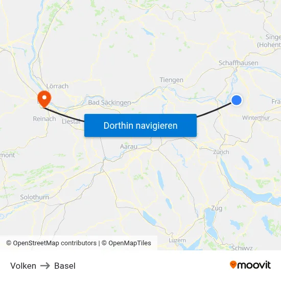 Volken to Basel map