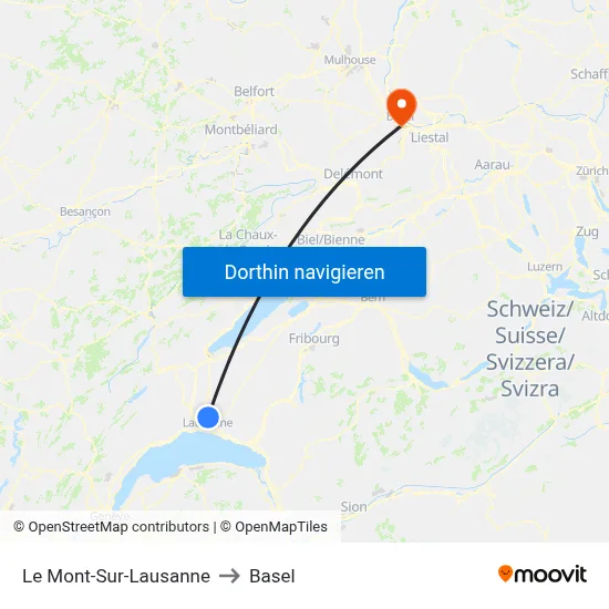 Le Mont-Sur-Lausanne to Basel map