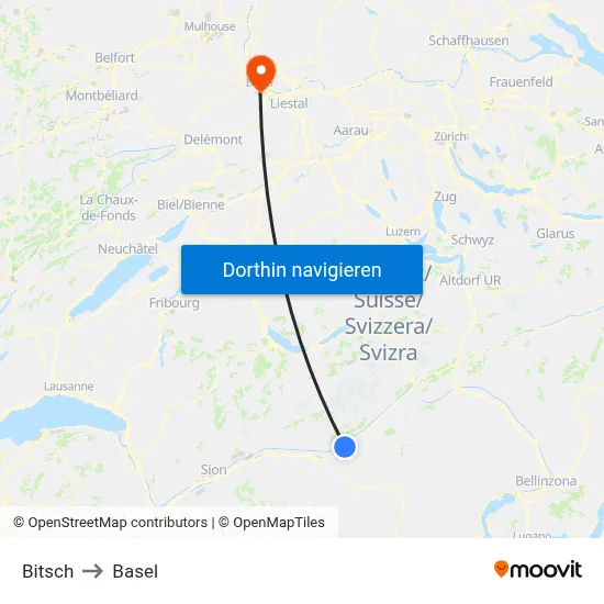 Bitsch to Basel map
