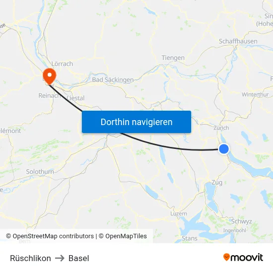 Rüschlikon to Basel map