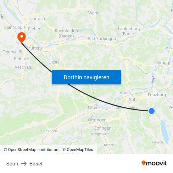 Seon to Basel map