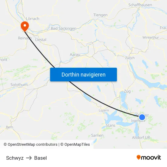 Schwyz to Basel map