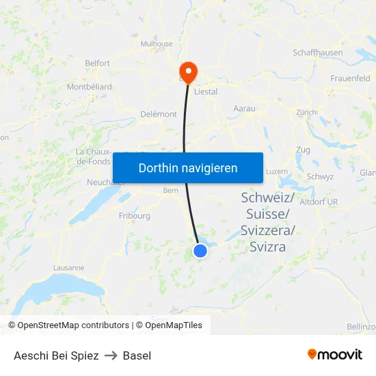 Aeschi Bei Spiez to Basel map
