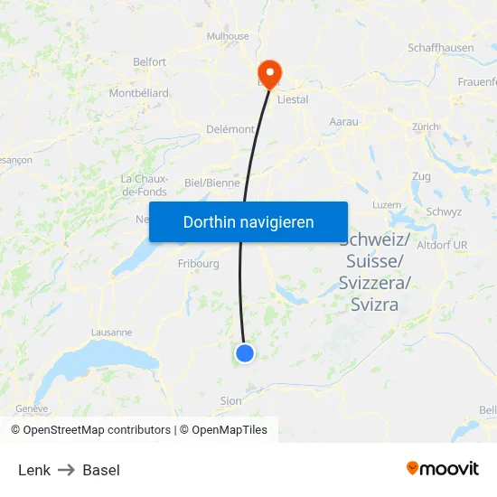 Lenk to Basel map