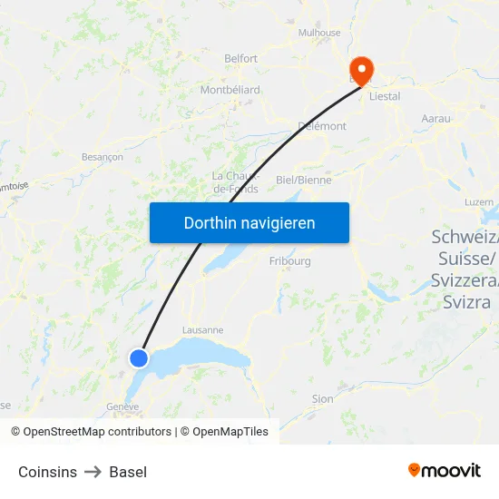 Coinsins to Basel map