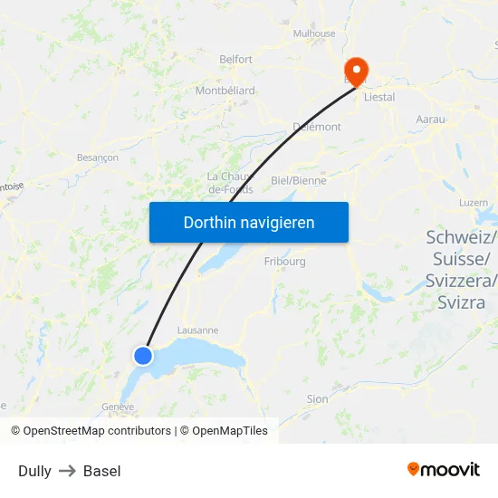 Dully to Basel map
