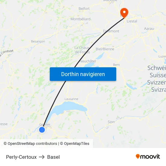 Perly-Certoux to Basel map