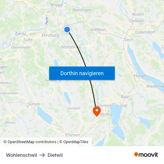 Wohlenschwil to Dietwil map