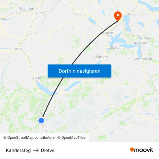 Kandersteg to Dietwil map
