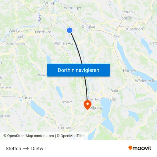 Stetten to Dietwil map