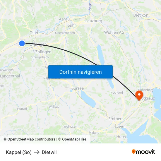 Kappel (So) to Dietwil map