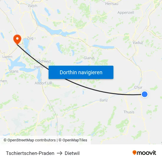 Tschiertschen-Praden to Dietwil map