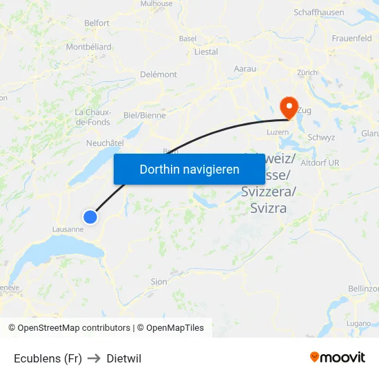 Ecublens (Fr) to Dietwil map