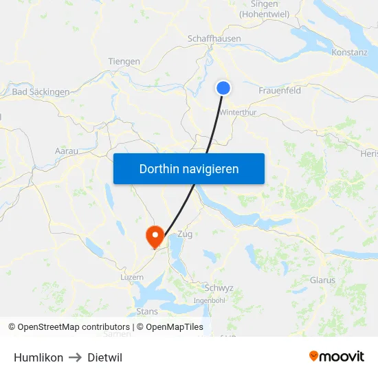 Humlikon to Dietwil map