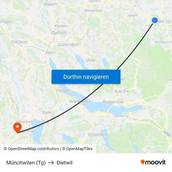 Münchwilen (Tg) to Dietwil map