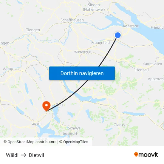 Wäldi to Dietwil map