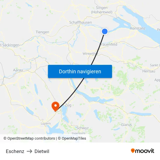 Eschenz to Dietwil map
