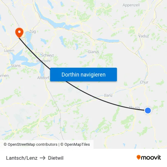 Lantsch/Lenz to Dietwil map