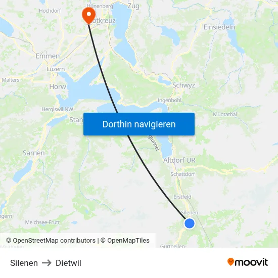 Silenen to Dietwil map