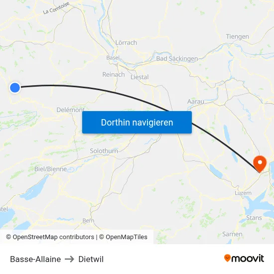 Basse-Allaine to Dietwil map
