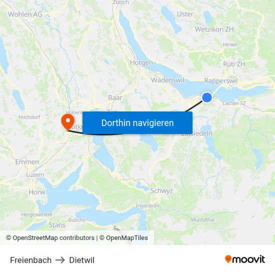 Freienbach to Dietwil map